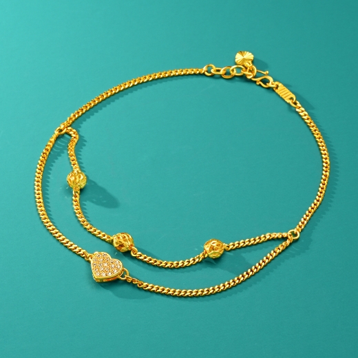 Layered Heart Chain Anklet