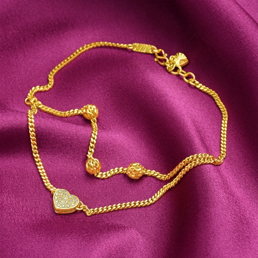 heart gold plated layered anklet