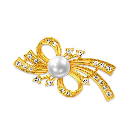 CZ Modern Bow Brooch