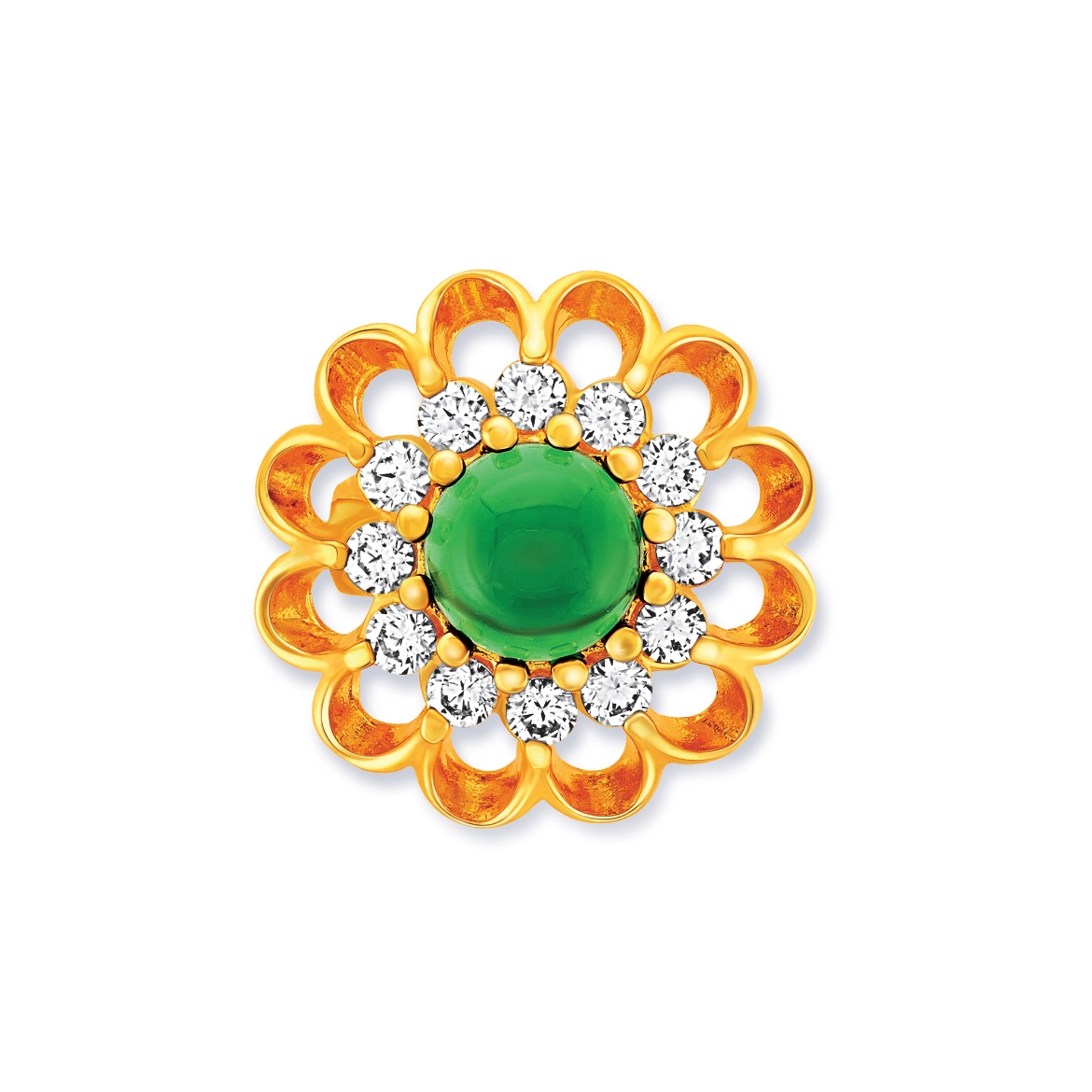 Green CZ Flower Brooch