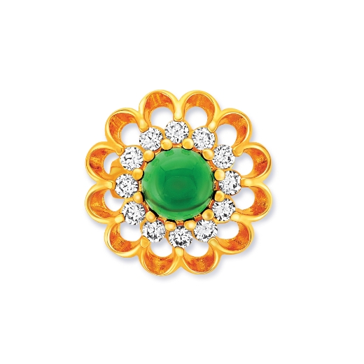 Green CZ Flower Brooch
