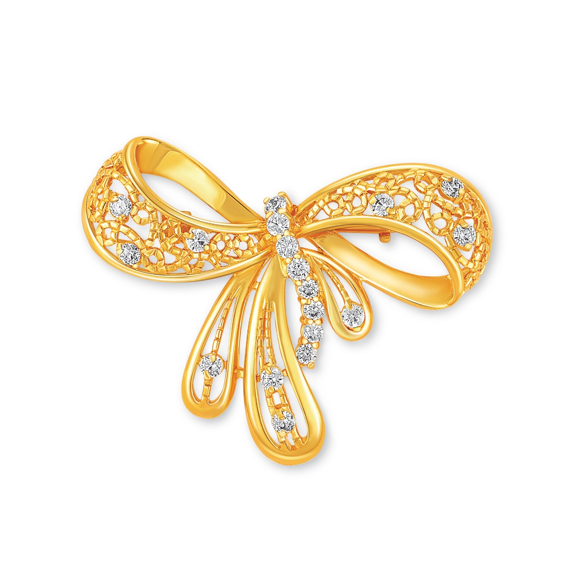 Vintage CZ Bow Brooch