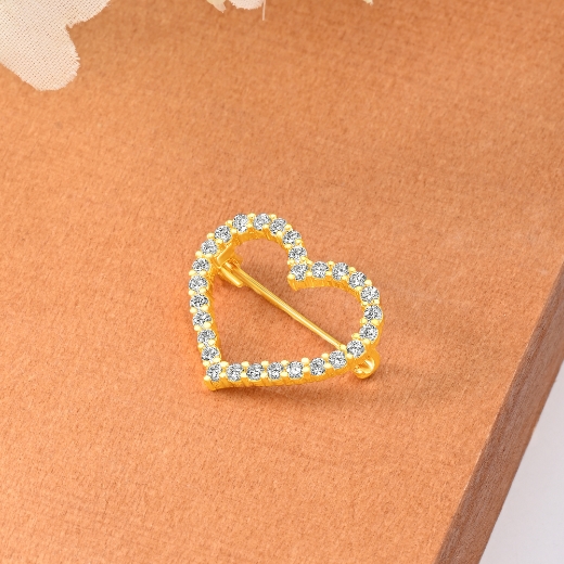 CZ Open Heart Brooch