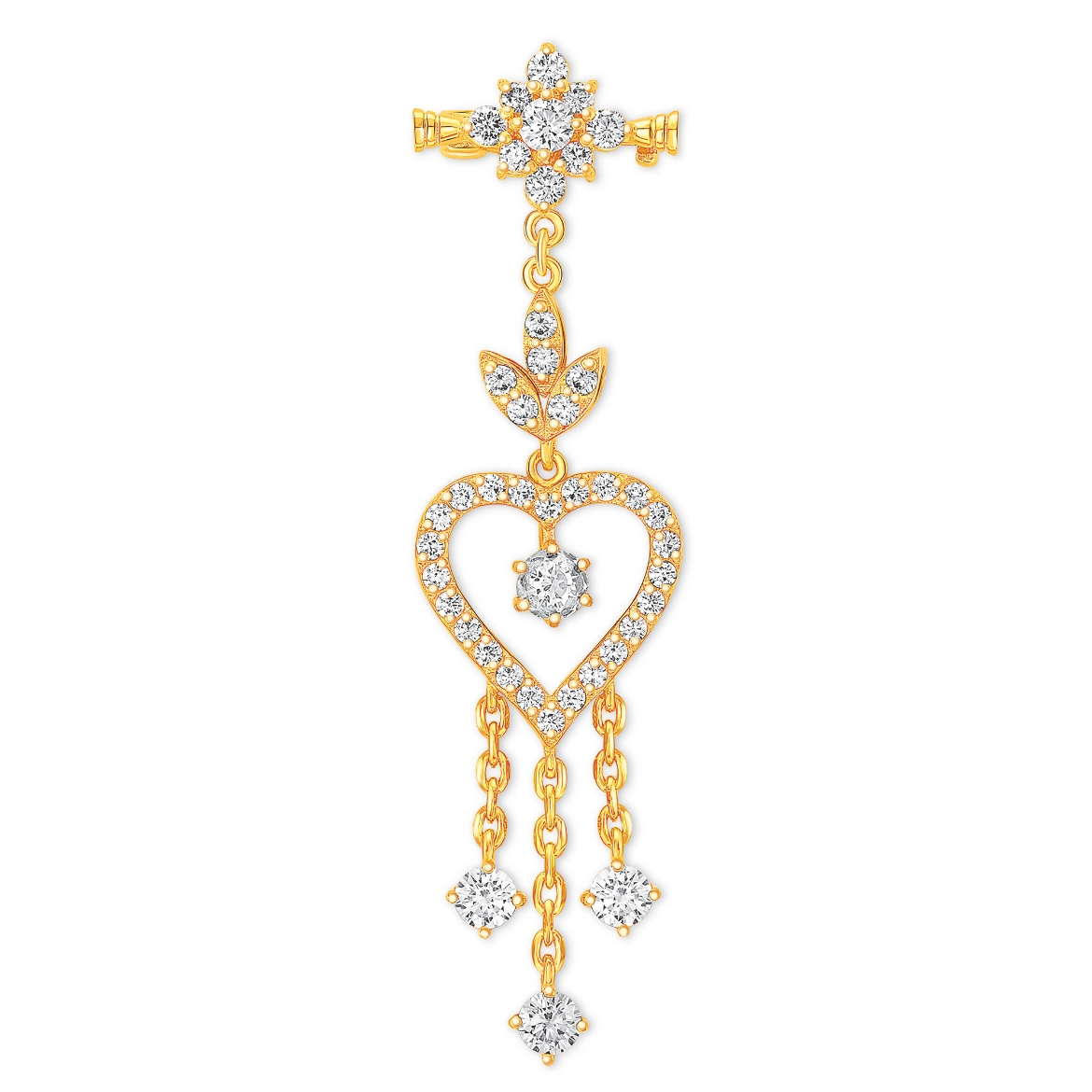 Open Heart Drop Brooch