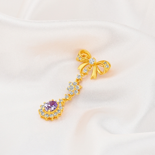purple cz flower brooch