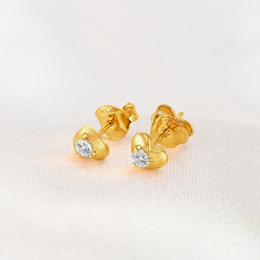 gold plated heart studs