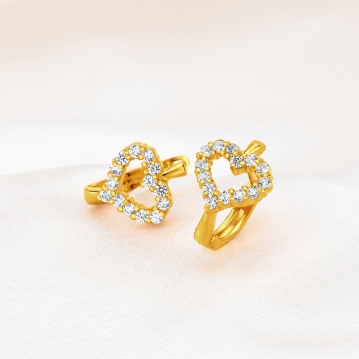 cz heart hoop earrings