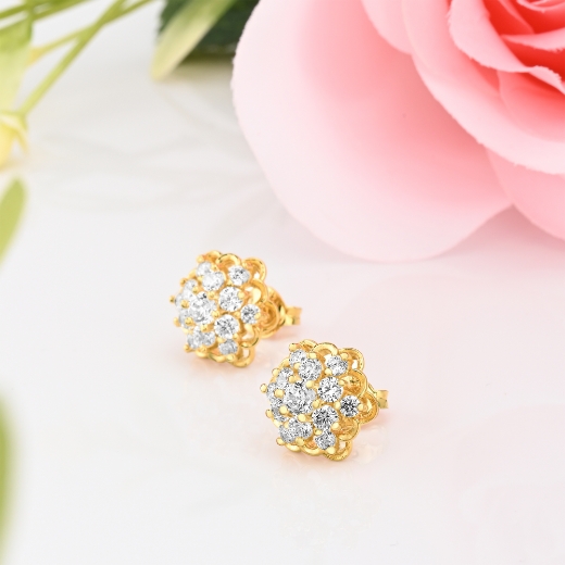 cz flower stud earrings