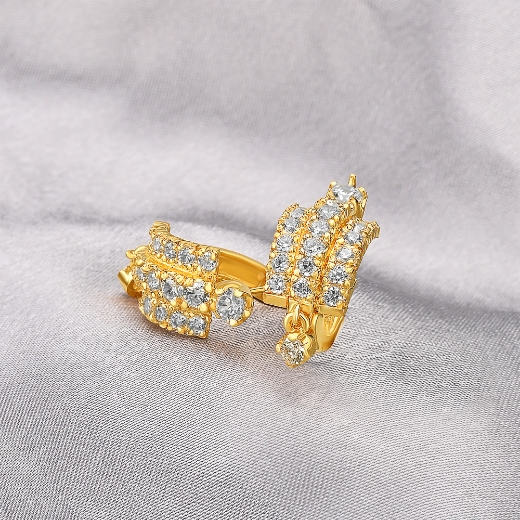 triple cz hoop earrings