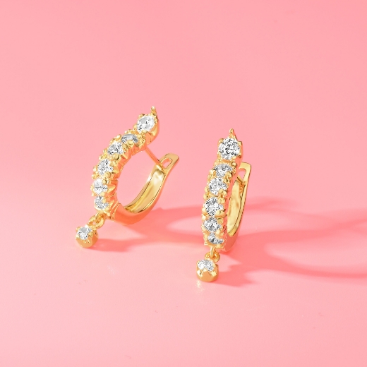 single cz hoop earrings