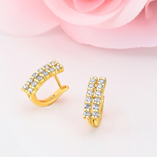 classic double cz hoop earrings