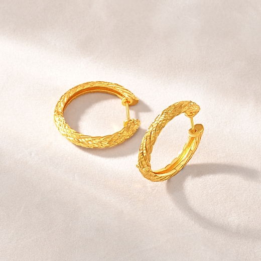 Textured Hoop Earrings Gold Plated
