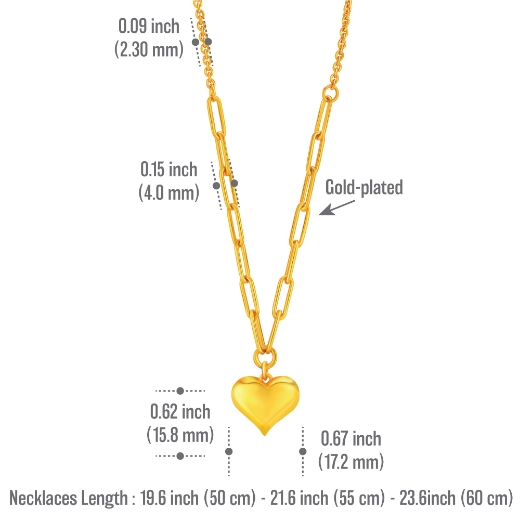 heart paperclip necklace measurement