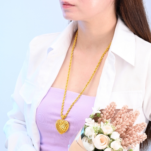 heart pendant with long chain