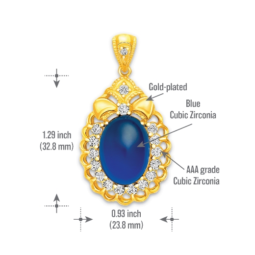 blue vintage pendant measurement