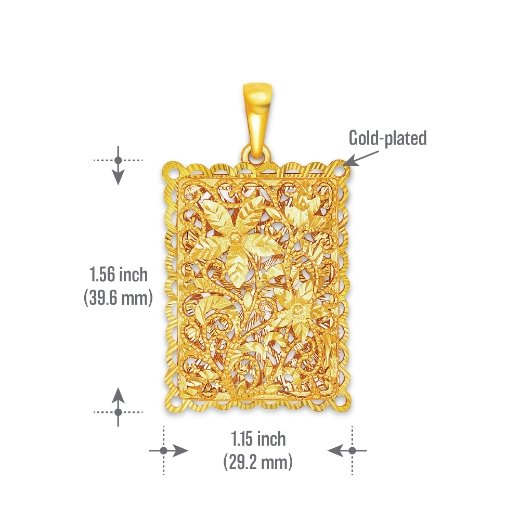 filigree flower pendant measurement