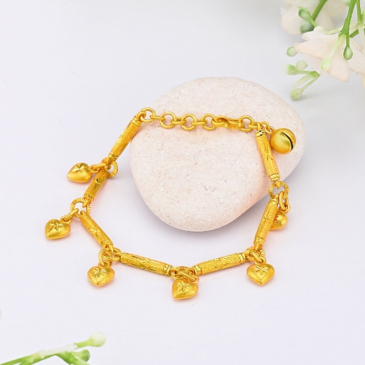 Picture of Starry Heart Bamboo Chain Bracelet Gold Plated for Kids